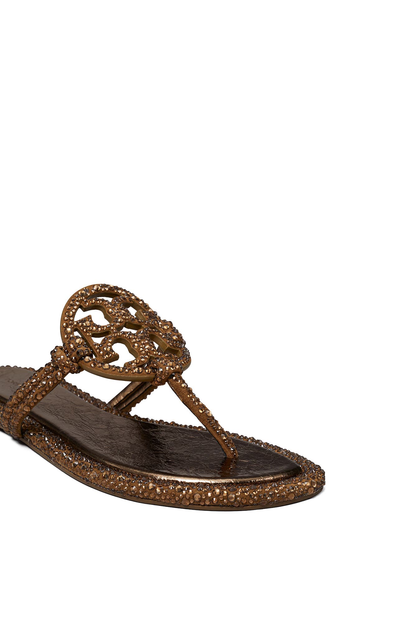 Miller Knotted Crystal Flip Flop, Alternate, color, COPPER FREEZE