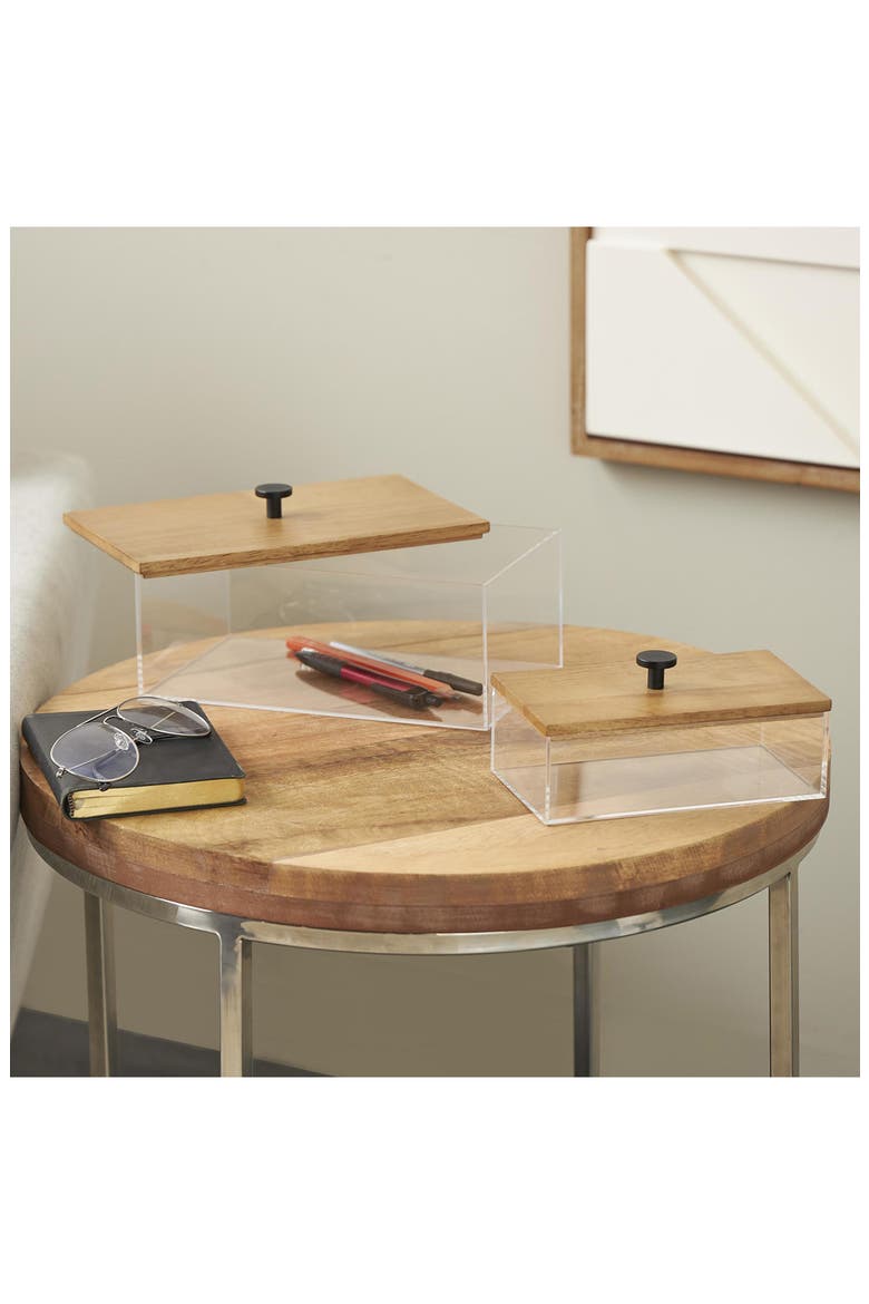 Set of 2 Clear Keepsake Boxes, Alternate, color, CLEAR