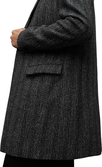 AllSaints Manor Herringbone Wool Blend Coat | Nordstromrack
