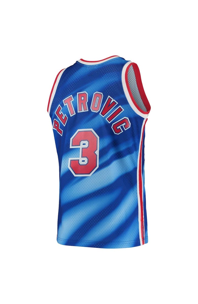 Mitchell & Ness Men's Mitchell & Ness Drazen Petrovic Blue New Jersey Nets 1990/91 Hardwood Classics Swingman Jersey, Alternate, color, 