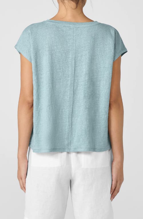 Eileen Fisher V-neck Organic Linen T-shirt In Green