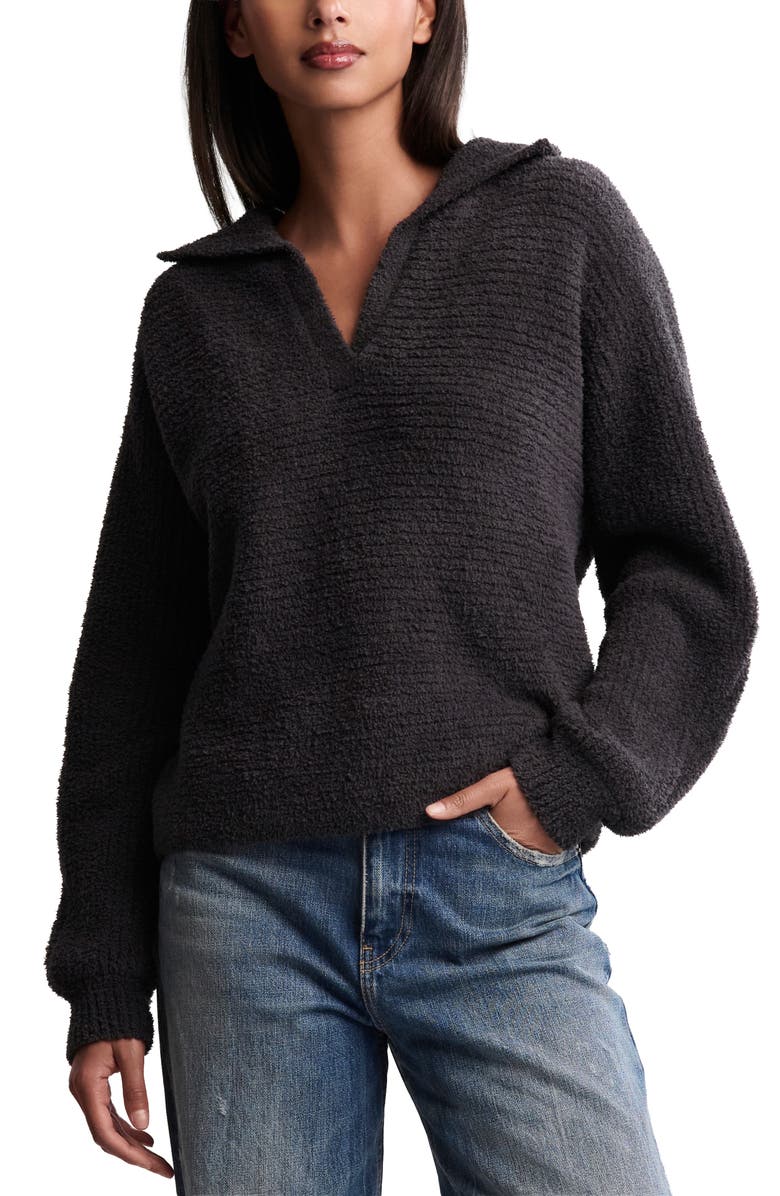 Barefoot Dreams<sup>®</sup> Cozy Chic<sup>®</sup> Shawl Collar Rib Cardigan, Main, color, Carbon