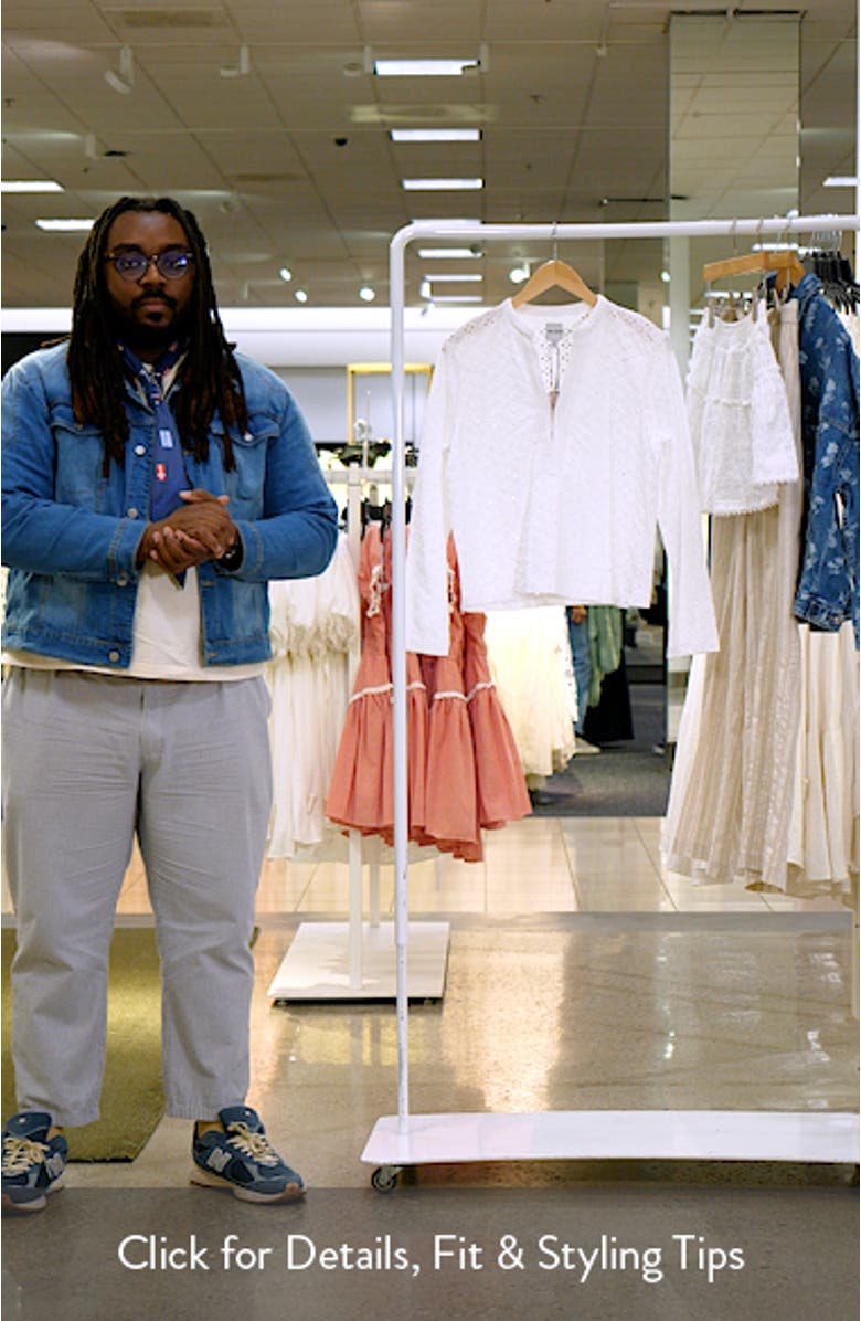 Knit Eyelet Split Neck Top, sales video thumbnail