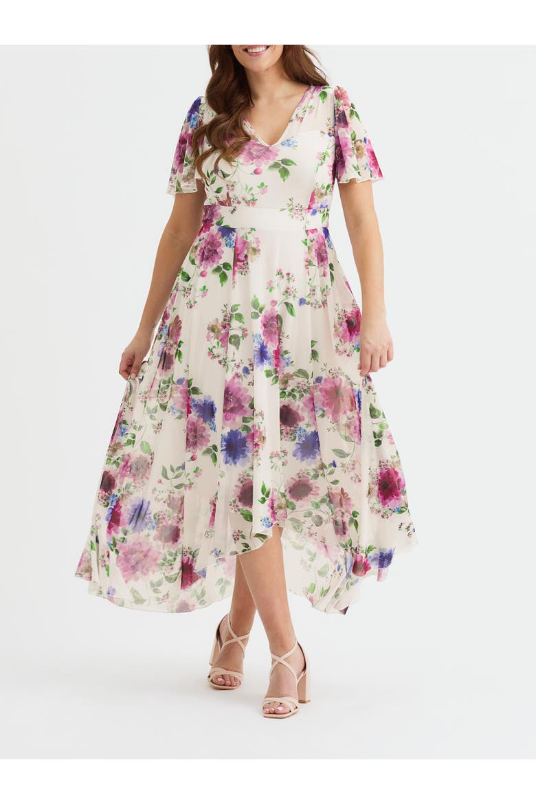 Tilly Floral Sweetheart Dress, Alternate, color, Cream Pink Multi