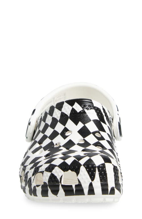 Crocs Kids' Warped Check Classic Clog In White/black