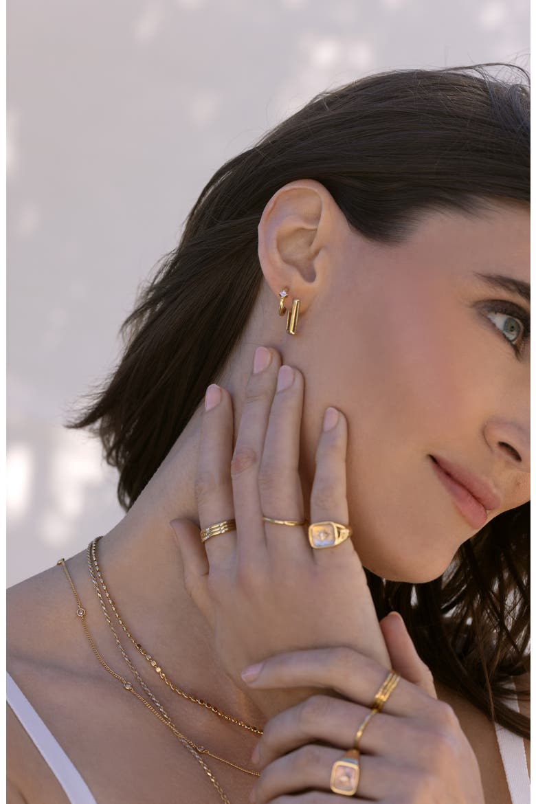 Kierza Huggie Hoop Earrings, Alternate, color, GOLD