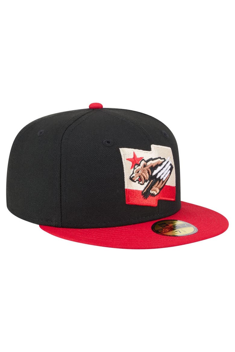 Men's New Era  Black/Red Fresno Grizzlies Authentic Collection 59FIFTY Fitted Hat, Alternate, color, Black