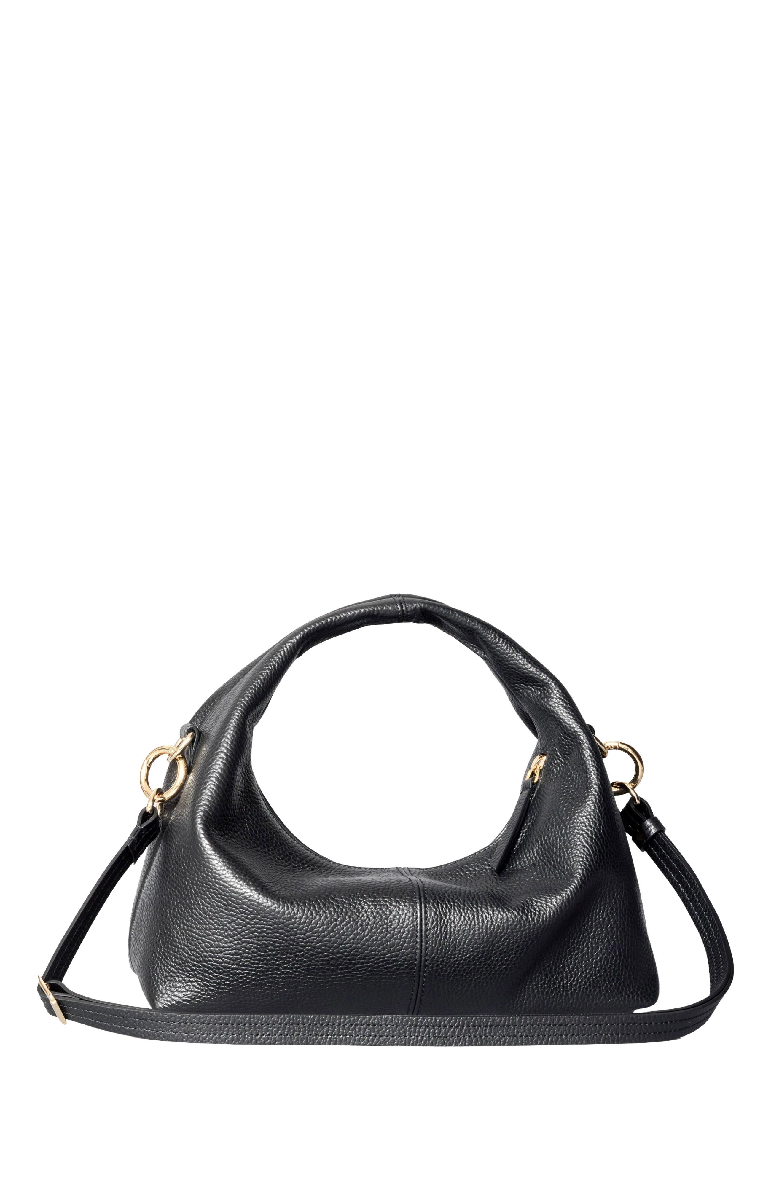 HYER GOODS Leather Mini Everday Shoulder Bag, Main, color, Black/Gold