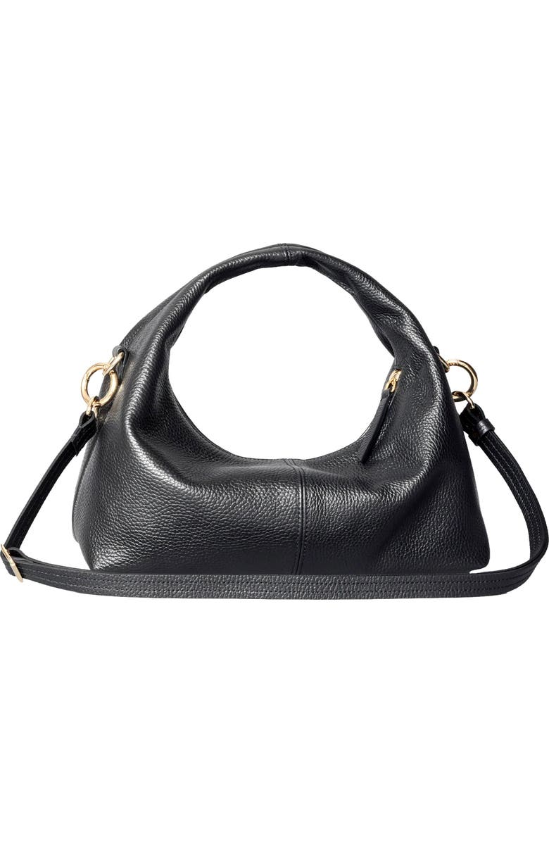 HYER GOODS Leather Mini Everday Shoulder Bag, Main, color, Black/Gold