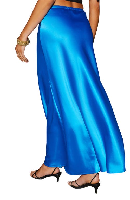 Vici Collection Summer Coastin Satin Maxi Skirt In Blue