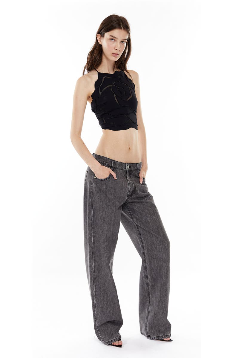 Mother of All Moa Mid Waist Wide Leg Denim, Alternate, color, Gray