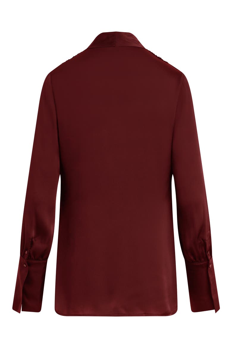 The Izzy Fluted Sleeve Satin Shirt, Alternate, color, VINO
