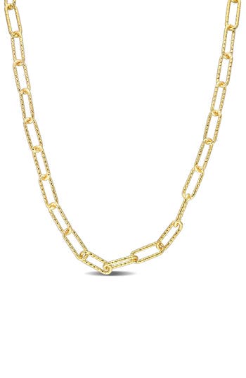 Delmar Textured Paper Clip Chain Necklace In Gold