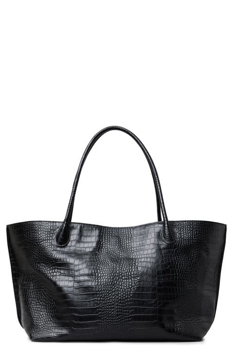 The Eva Croc Embossed Leather Weekend Tote