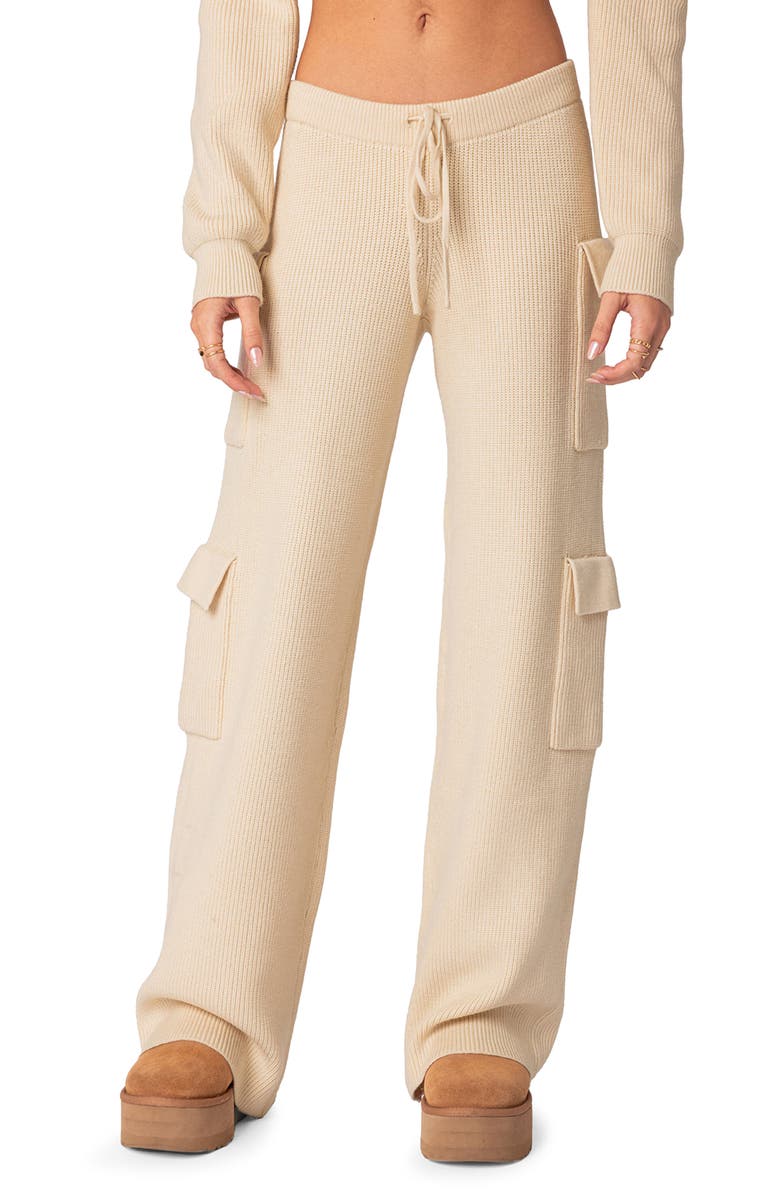 EDIKTED Wynter Cargo Sweater Pants, Main, color, Cream