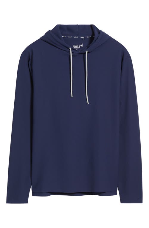 Johnnie-o Hoppin Ribbed Stretch Hooded Pullover In Blue