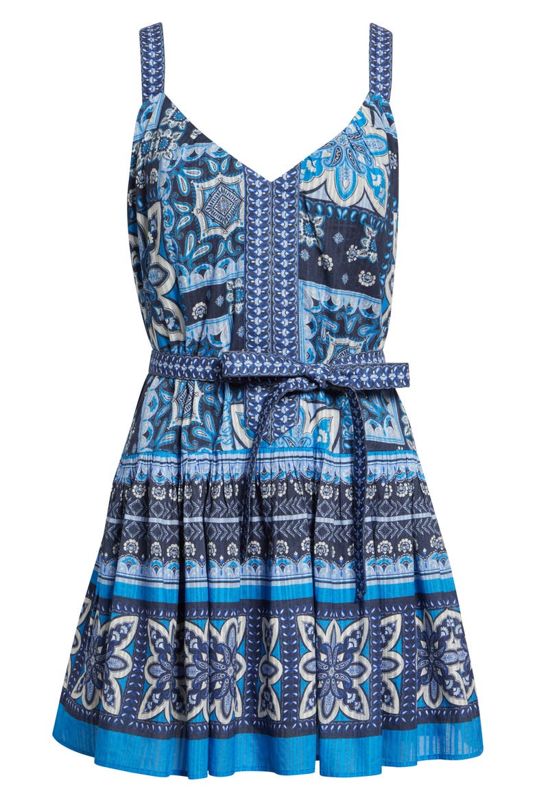 Ocean Mixed Print Cotton Minidress, Alternate, color, NAVY PIAZZA