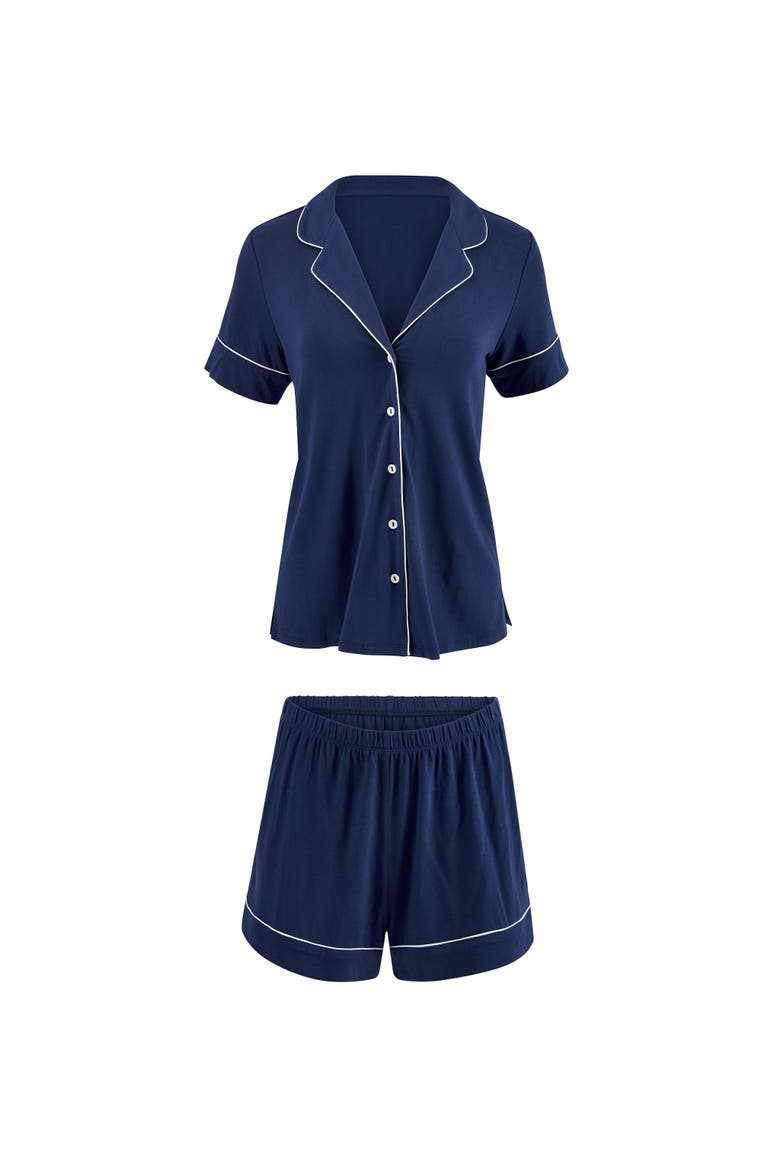 Jane Pajama Shirt & Shorts Set, Alternate, color, Dark blue