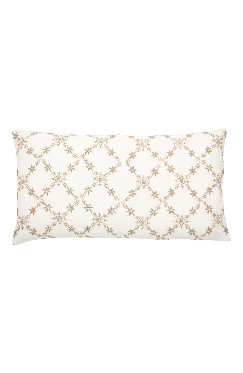 Alamwar Grace Lucknow Lumbar Pillow Cover Shell Linen, Main, color, Shell/Pewter