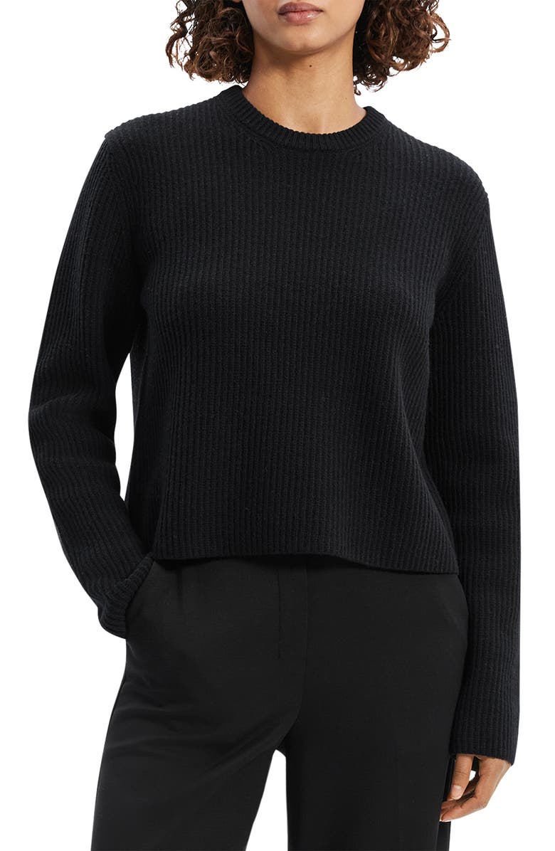 Theory Boxy Felted Wool & Cashmere Rib Sweater, Main, color, 