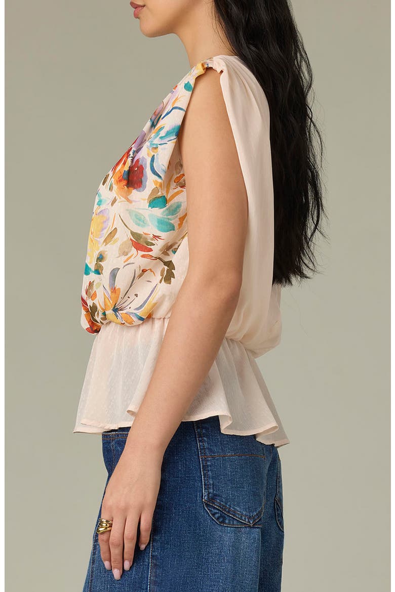 Floral Print Peplum Top, Alternate, color, PEARL DUST MULTI