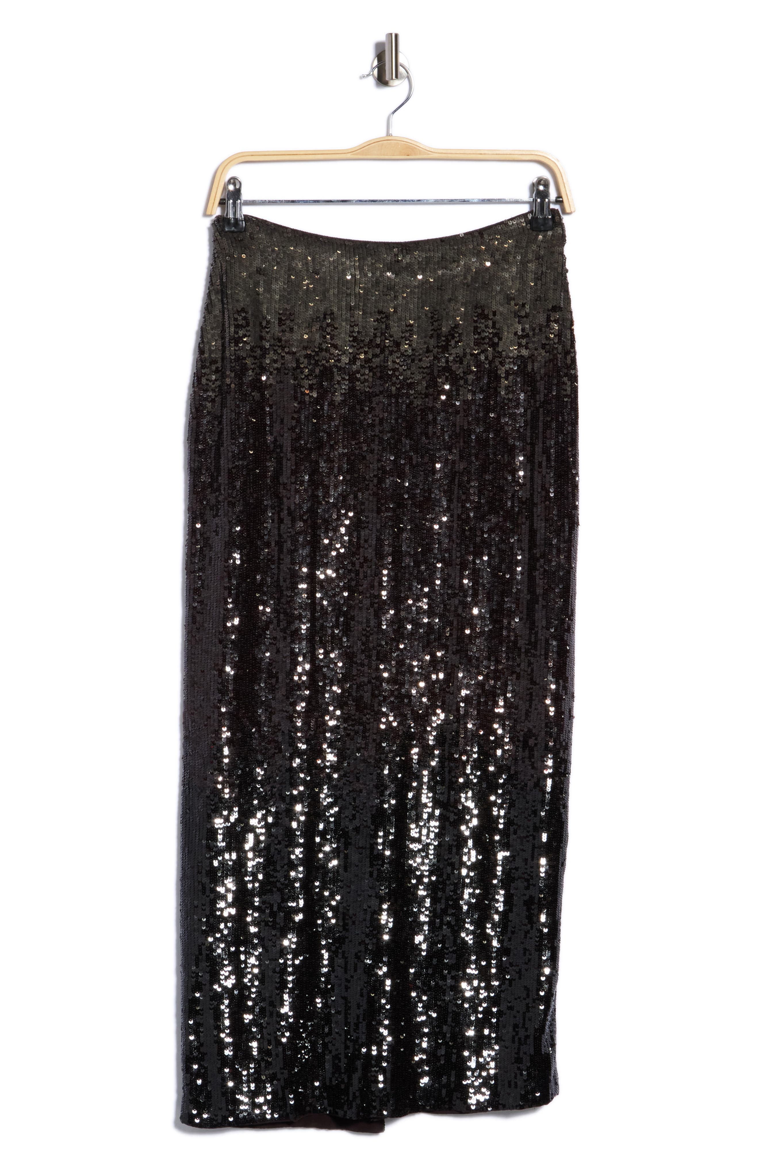 Sylkie Sequin Silk Midi Skirt
