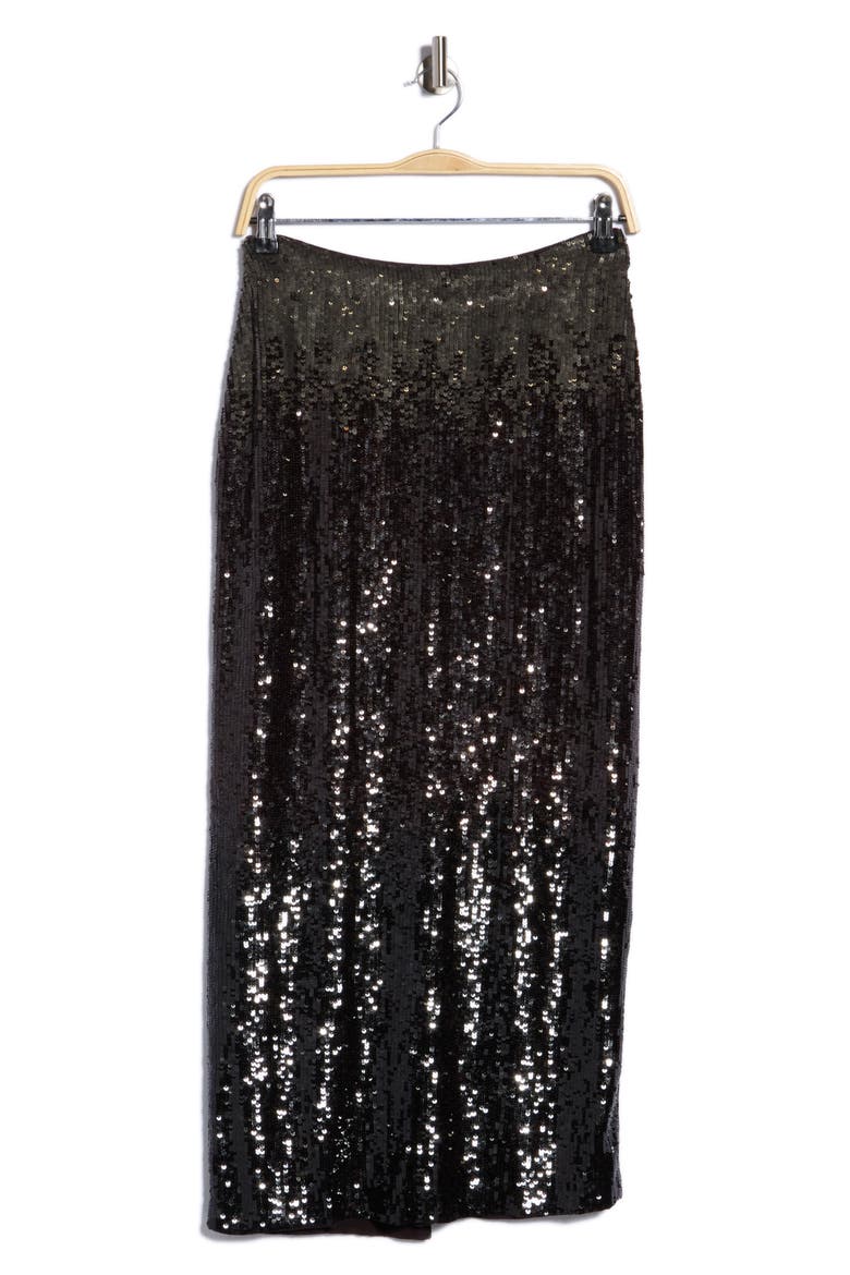 Sylkie Sequin Silk Midi Skirt, Main, color, DARK CHOCOLATE GRADIENT