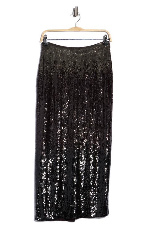 Sylkie Sequin Silk Midi Skirt
