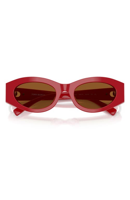 Tory Burch 52mm Oval Sunglasses In Red