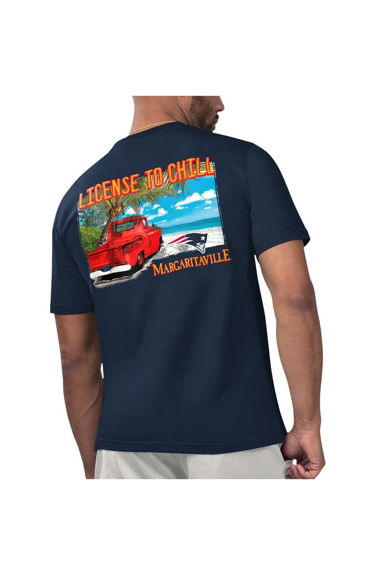 Men's Margaritaville Navy New England Patriots Licensed to Chill T-Shirt, Alternate, color, Navy