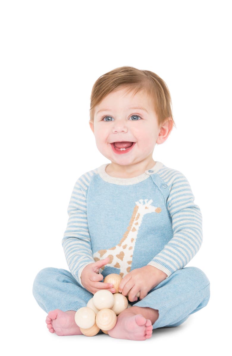 Lucky Jade Cameron Giraffe Cotton & Cashmere Romper, Alternate, color, 