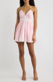 LoveShackFancy Arletta Gingham Halter Minidress