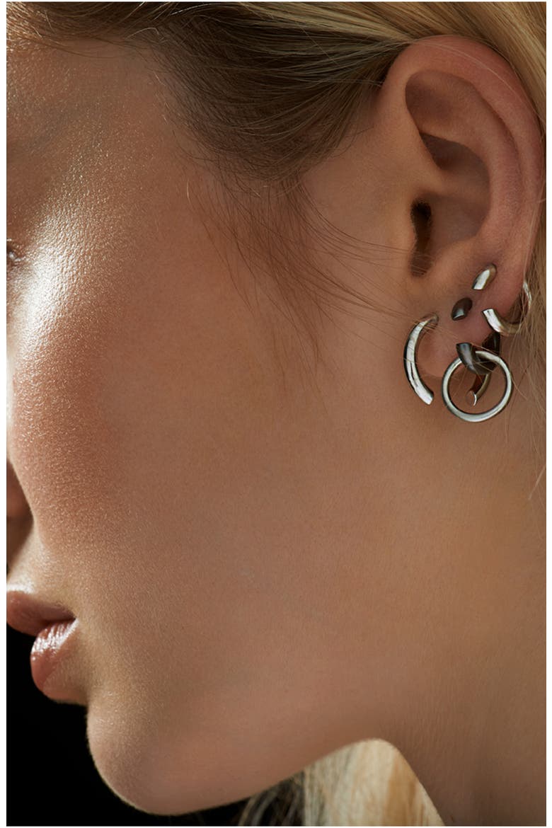 Disrupted Hoop Earring, Alternate, color, HIGH POLISHED SILVER