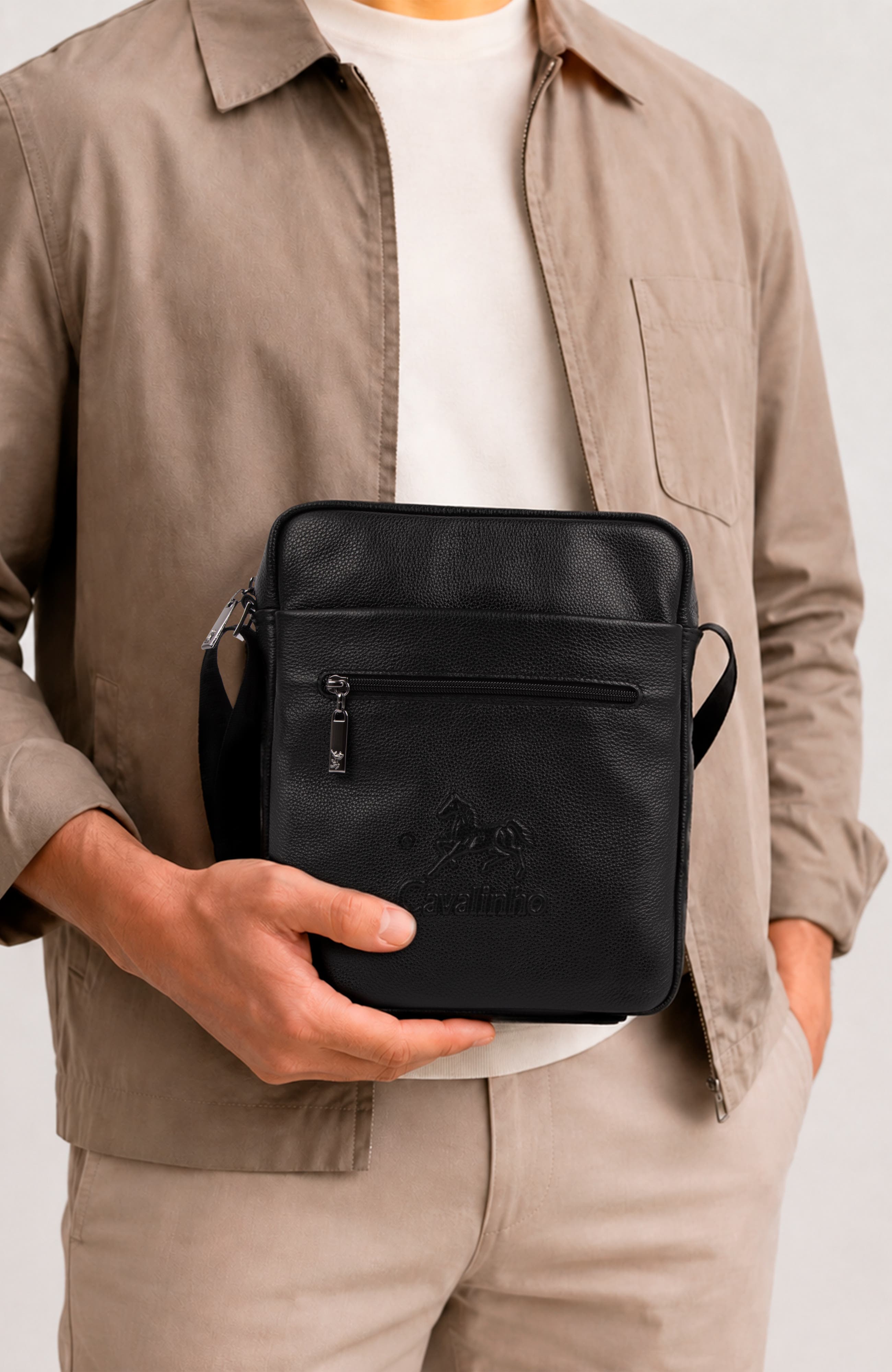 El Cavaleiro Leather Traveler Crossbody Bag 385, Alternate, color, Black