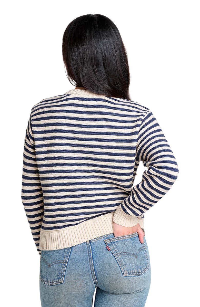 Toad & Co Bianca Crew Cardigan, Alternate, color, True Navy Stripe