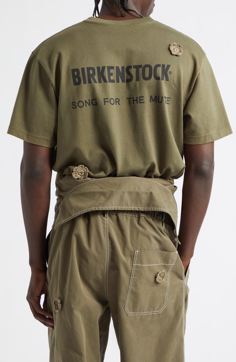 SONG FOR THE MUTE x Birkenstock The Gardener Crochet Flower Long Sleeve Drill Jumpsuit, Alternate, color, Army Green
