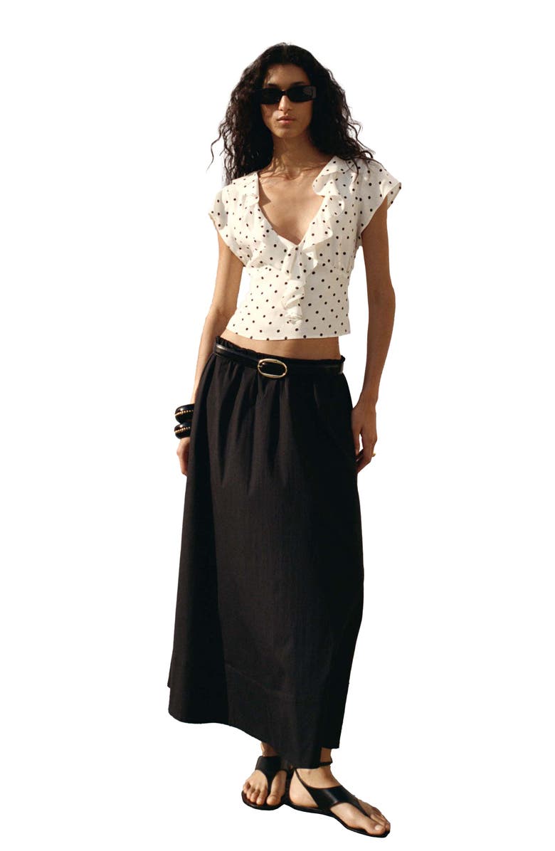 MANGO Kendal Ruffle Crop Top, Alternate, color, Off White