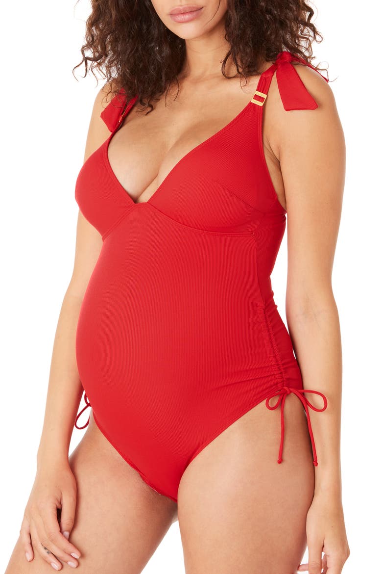 Porto vecchio maternity swimsuit, Main, color, RED