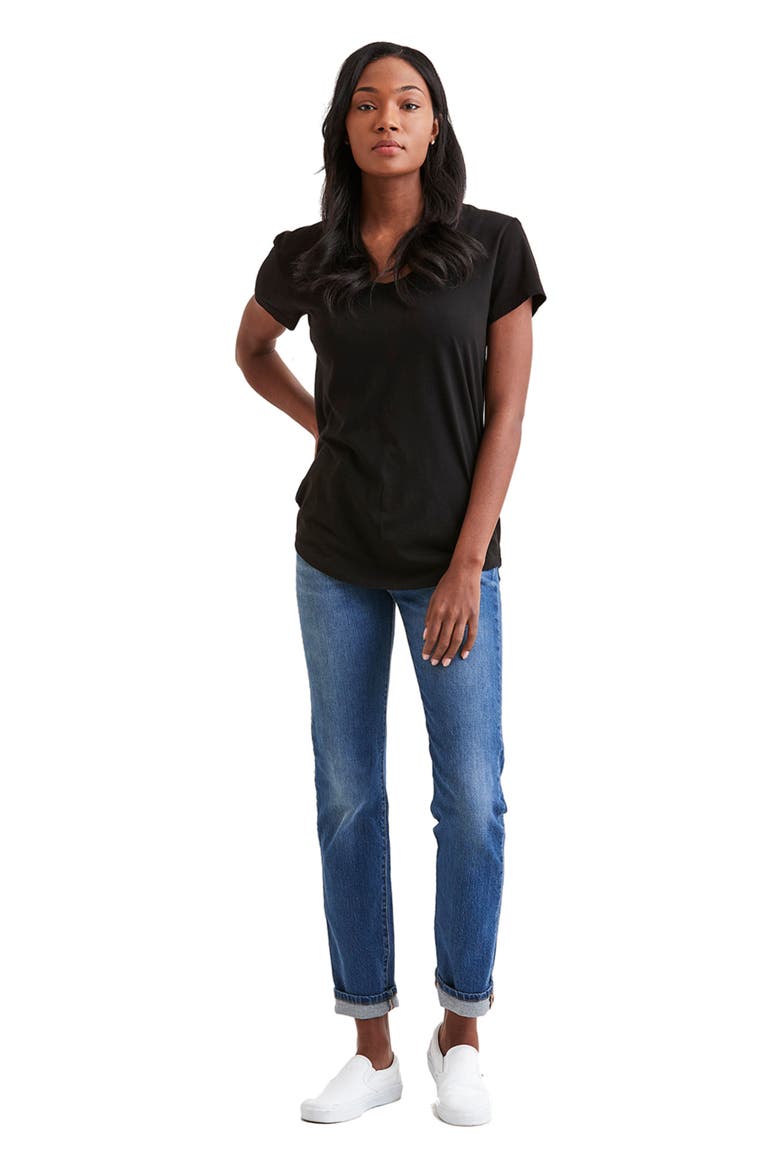 Scoop Neck T-Shirt, Alternate, color, BLACK