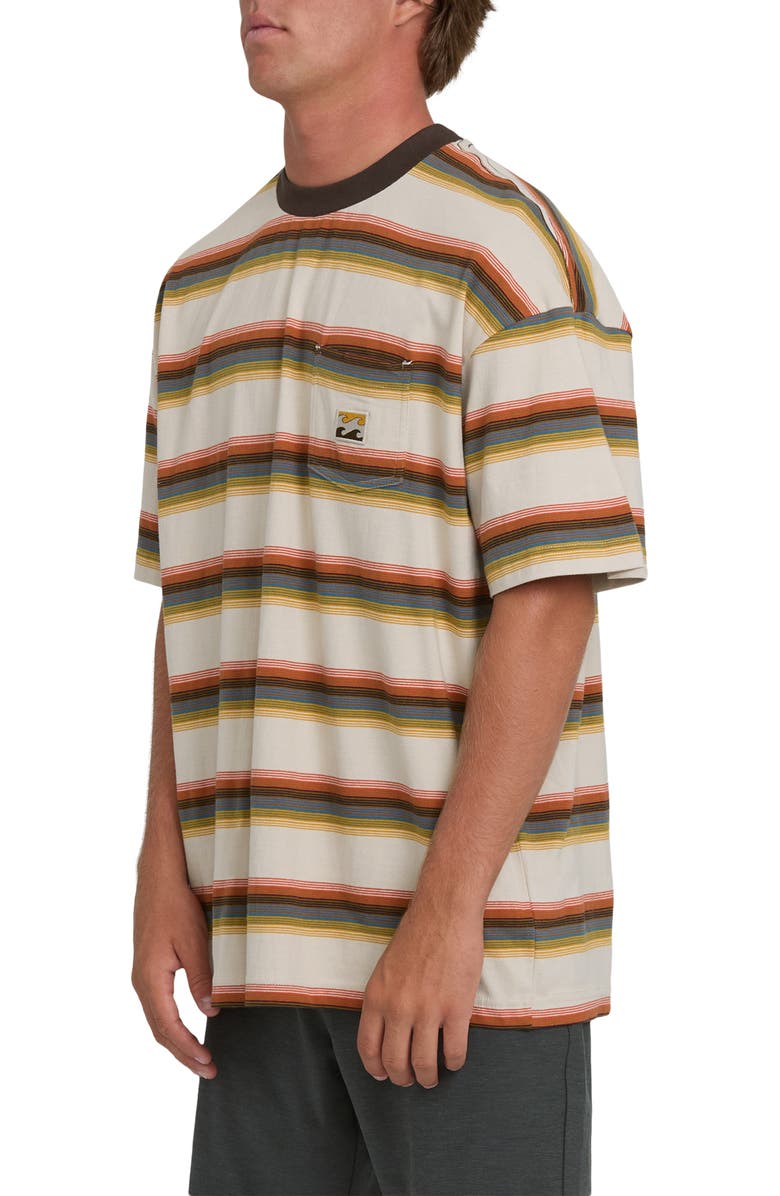 Billabong Baxter Oversize Stripe Pocket T-Shirt, Alternate, color, Oatmeal
