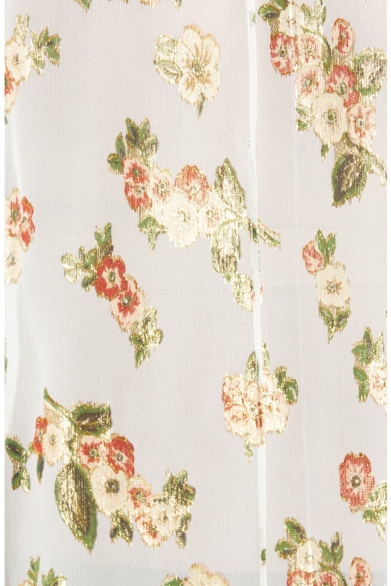 Metallic Floral Fil Coupé Silk Blend Blouse, Alternate, color, IVORY FLORAL