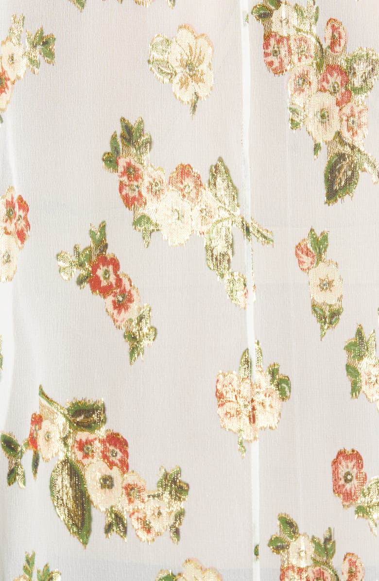 Adam Lippes Metallic Floral Fil Coupé Silk Blend Blouse, Alternate, color, 