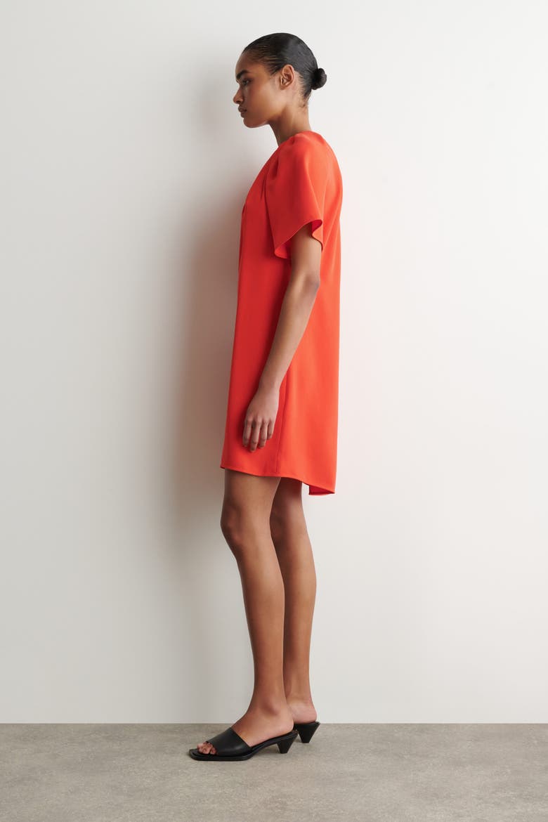 Gathered Short-sleeved Mini Dress, Alternate, color, ORANGE