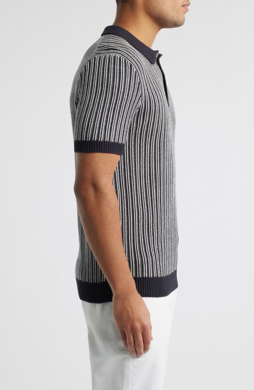 Rails Royce Stripe Knit Polo In Navy Grey