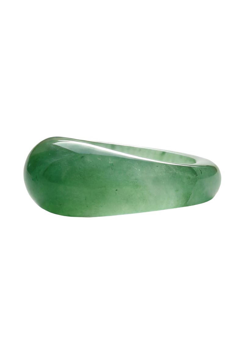 Thin Dome Jade-Green Aventurine Signet Ring, Alternate, color, Green