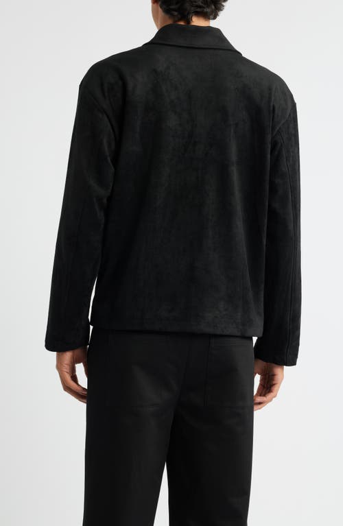 Krost University Faux Suede Jacket In Black