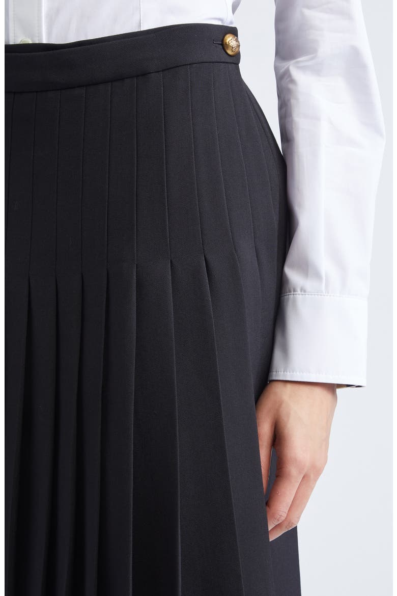 Eleonora Pleated Twill Skirt, Alternate, color, BLACK