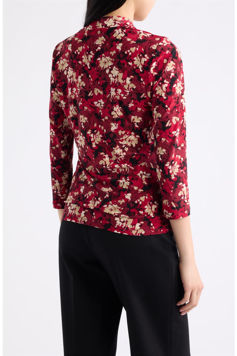 Print Faux Wrap Top, Alternate, color, TITIAN RED MULTI