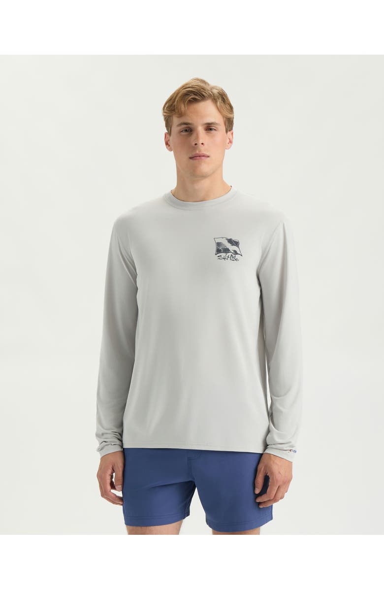 Salt Life Underwater Diving SLX Performance Long Sleeve Shirt, Main, color, Mist Grey Heather