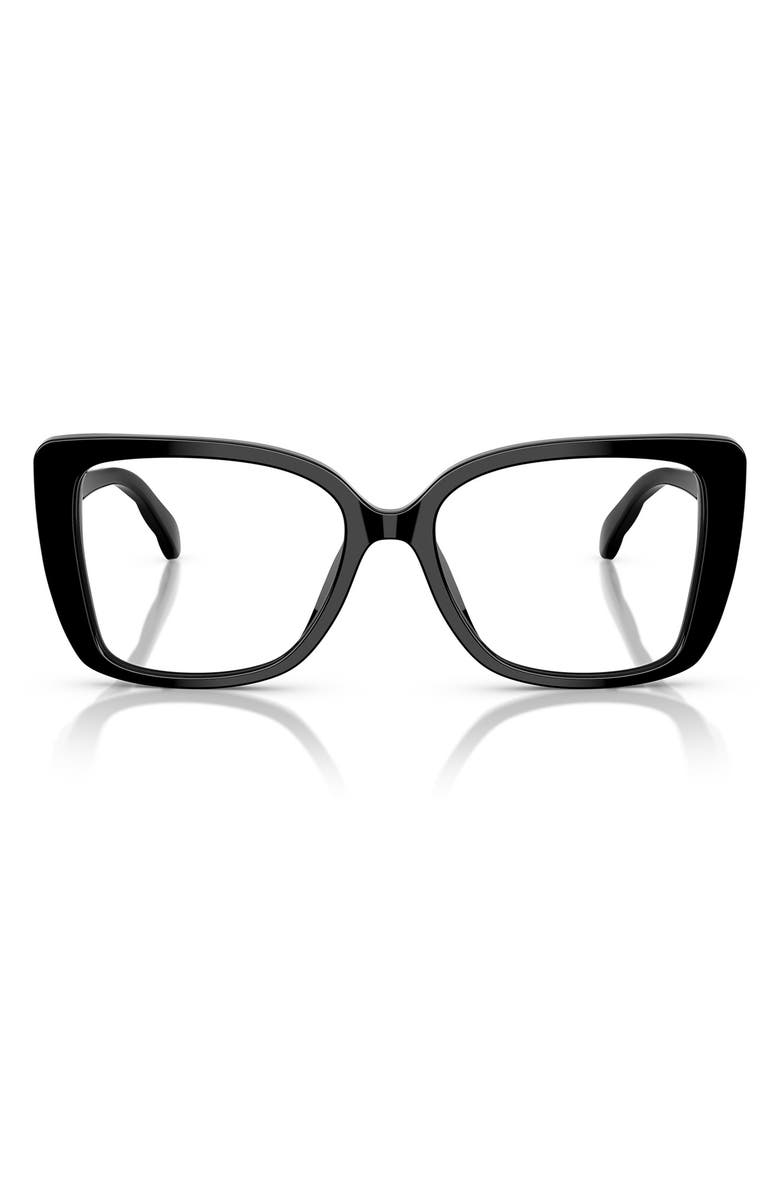 Tory Burch 53mm Square Optical Glasses, Main, color, Black